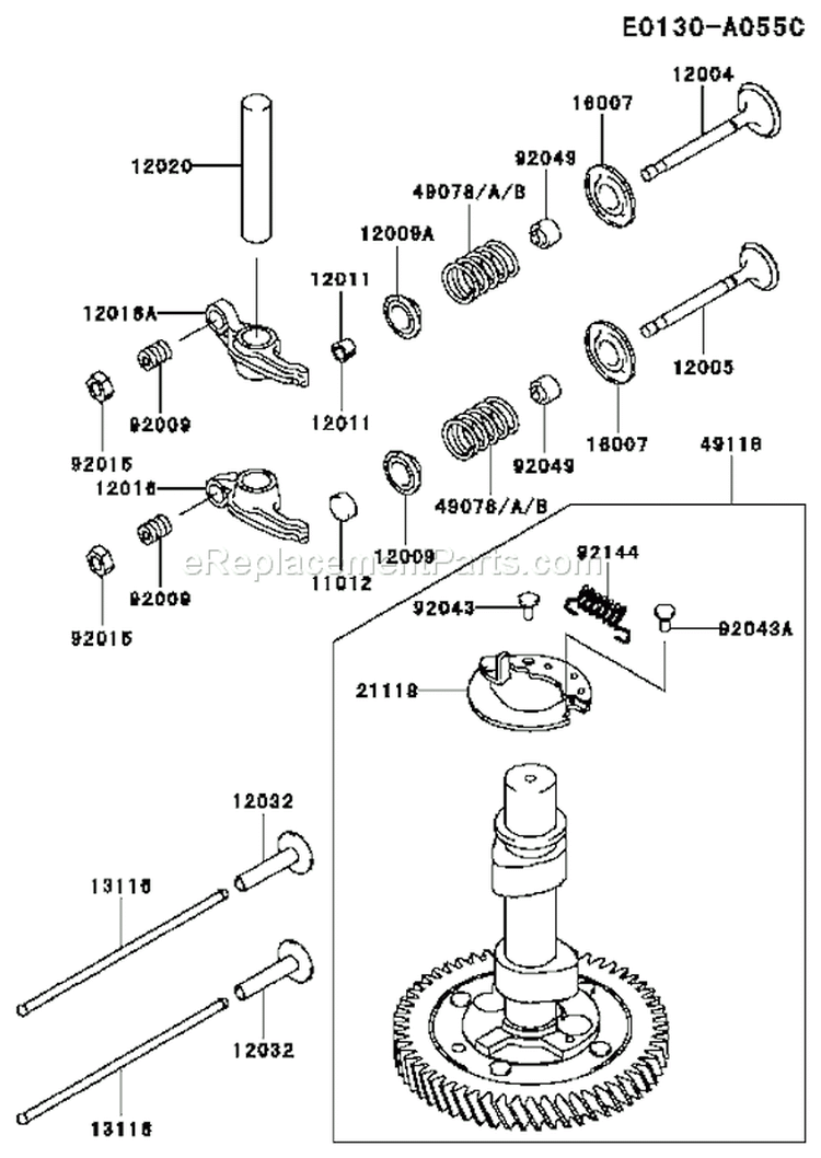 Page K Diagram and Parts List for FC401V AS01 Kawasaki Engine