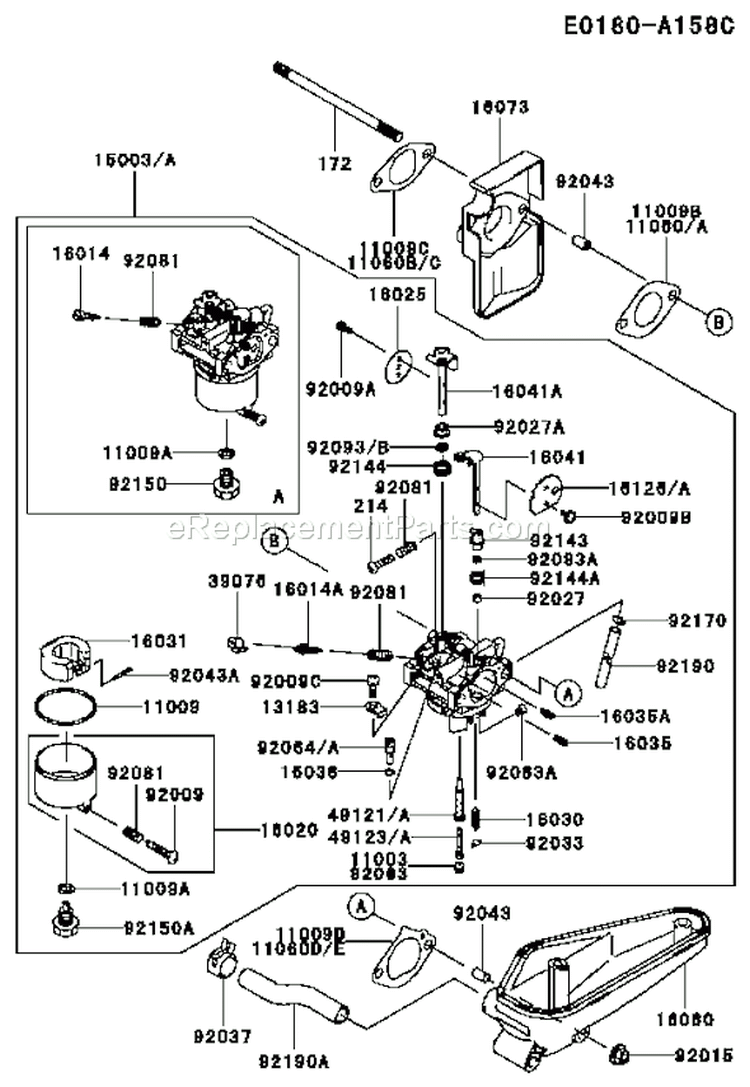 Page B Diagram and Parts List for FC401V AS01 Kawasaki Engine