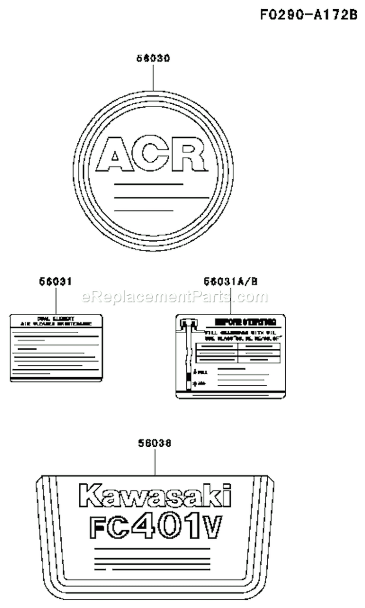 Page G Diagram and Parts List for FC401V AS01 Kawasaki Engine