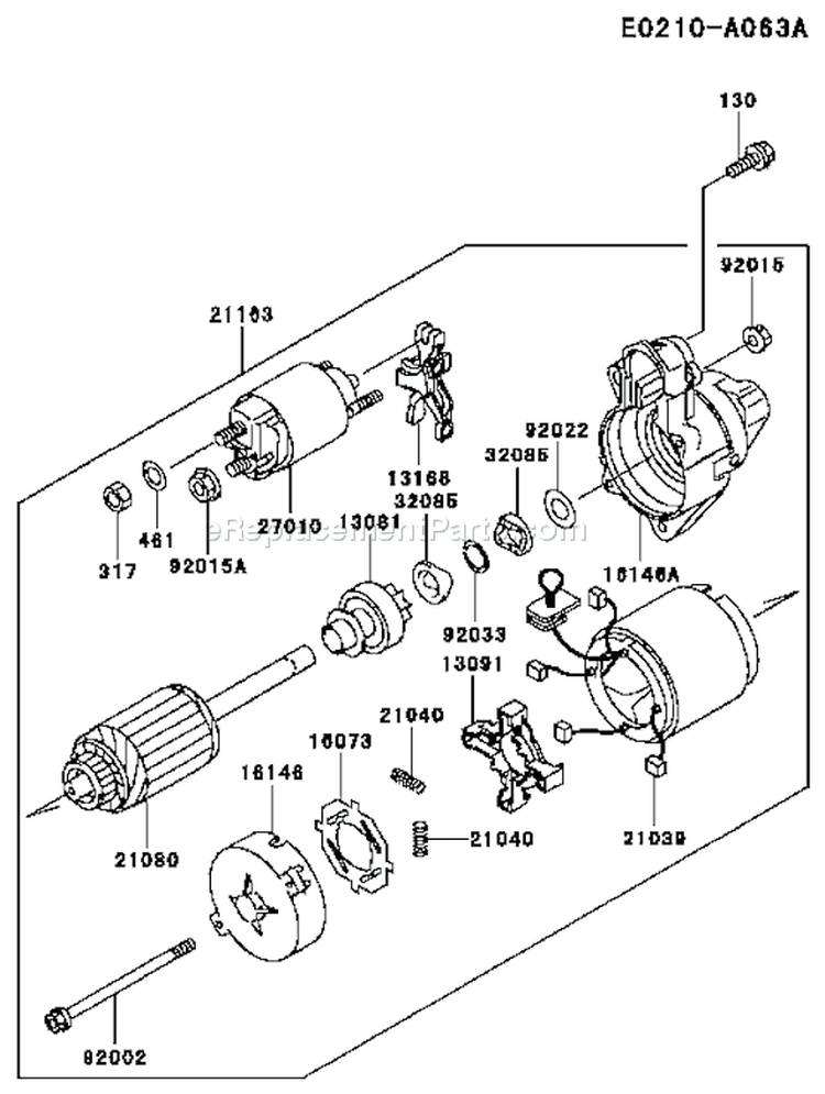 Page K Diagram and Parts List for FC401V AS02 Kawasaki Engine