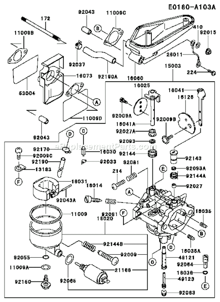 Page B Diagram and Parts List for FC401V AS02 Kawasaki Engine