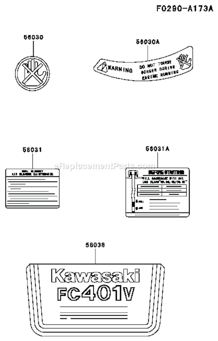 Page H Diagram and Parts List for FC401V AS02 Kawasaki Engine