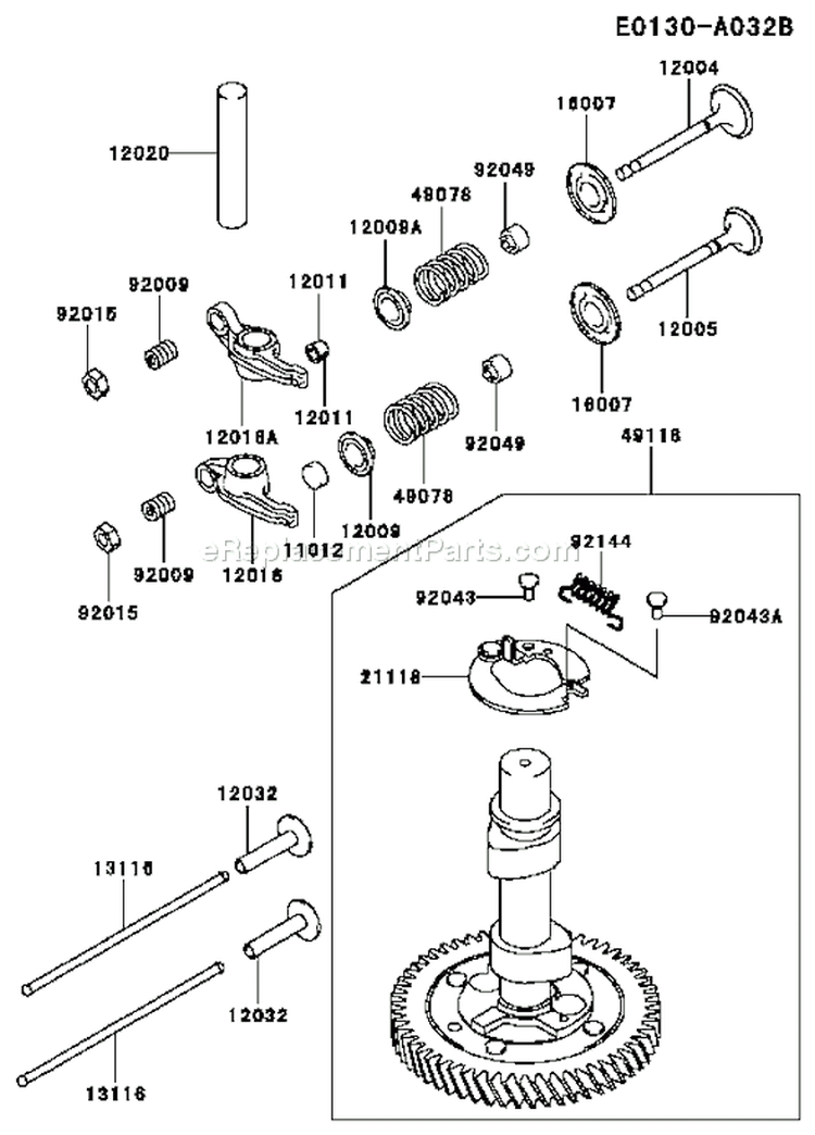 Page K Diagram and Parts List for FC401V AS04 Kawasaki Engine