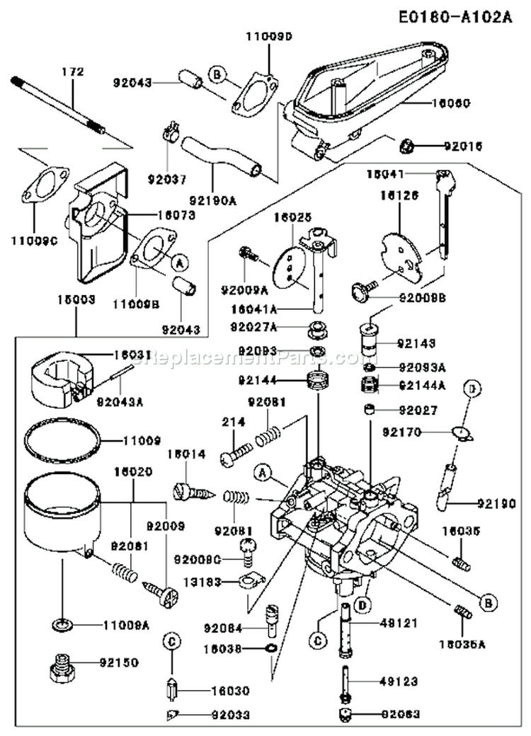 Page B Diagram and Parts List for FC401V AS04 Kawasaki Engine