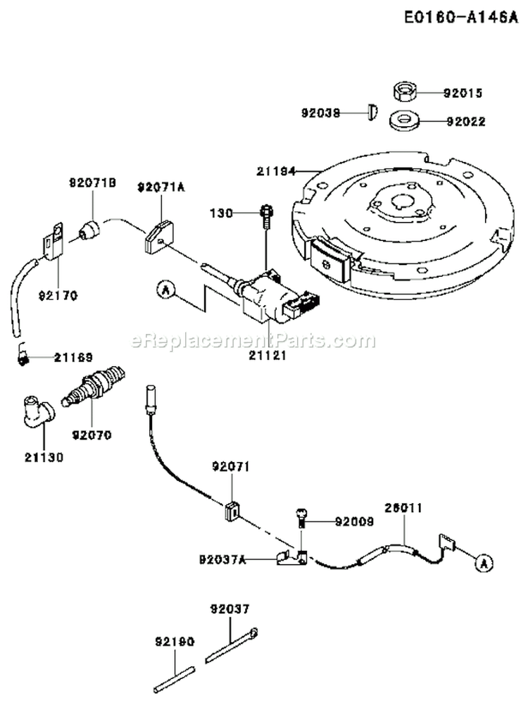 Page F Diagram and Parts List for FC401V AS04 Kawasaki Engine