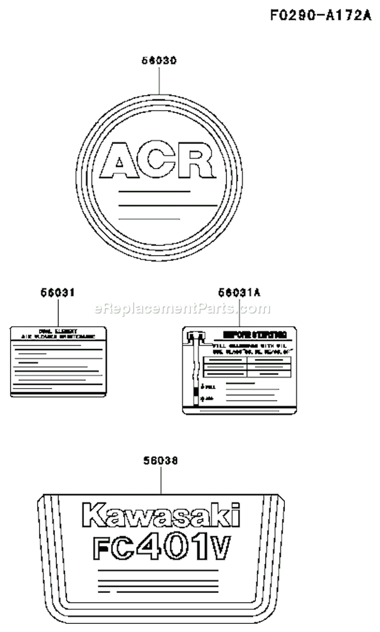 Page G Diagram and Parts List for FC401V AS04 Kawasaki Engine