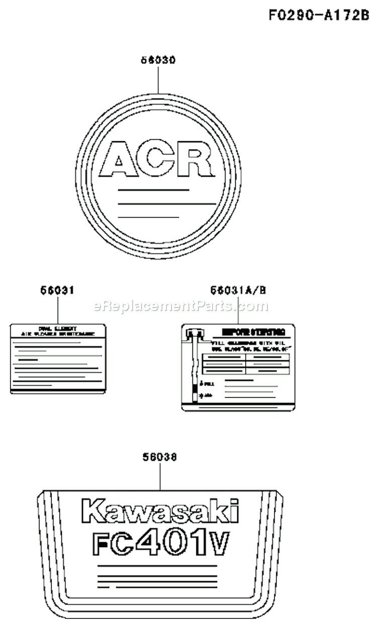Page H Diagram and Parts List for FC401V CS03 Kawasaki Engine