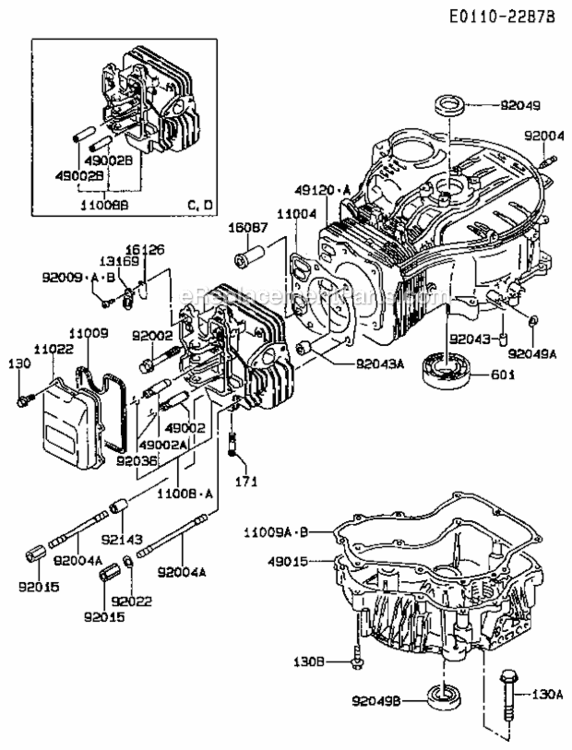 Page J Diagram and Parts List for FC420V-AS01  Kawasaki Engine