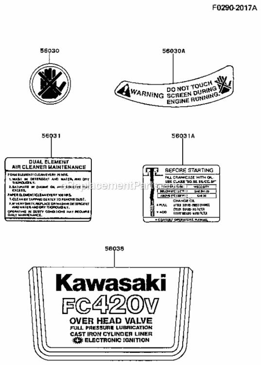 Page P Diagram and Parts List for FC420V-AS01  Kawasaki Engine