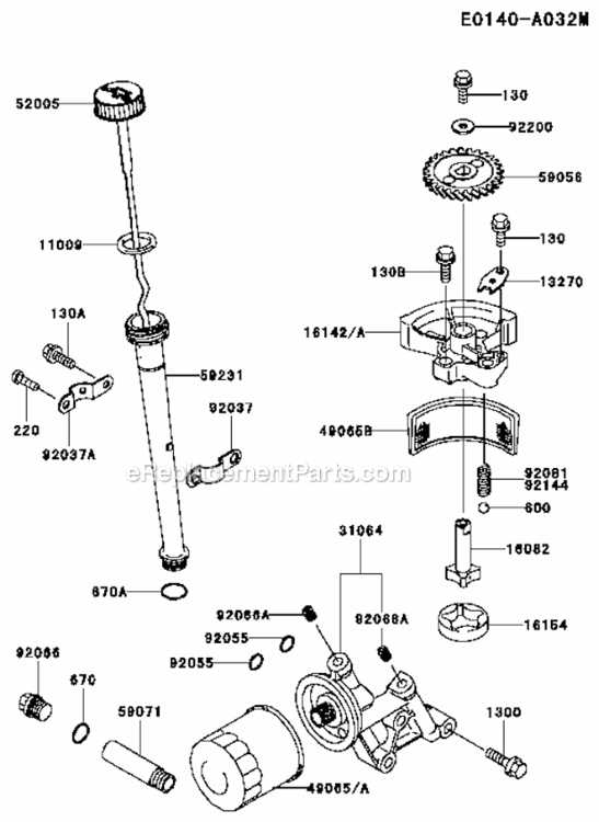 Lubrication-Equipment Diagram and Parts List for FC420V-AS01  Kawasaki Engine