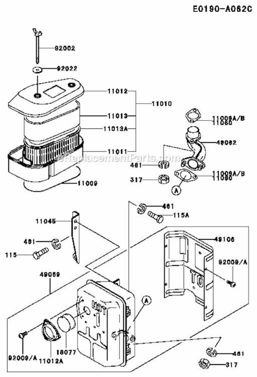 Page B Diagram and Parts List for FC420V-AS01  Kawasaki Engine