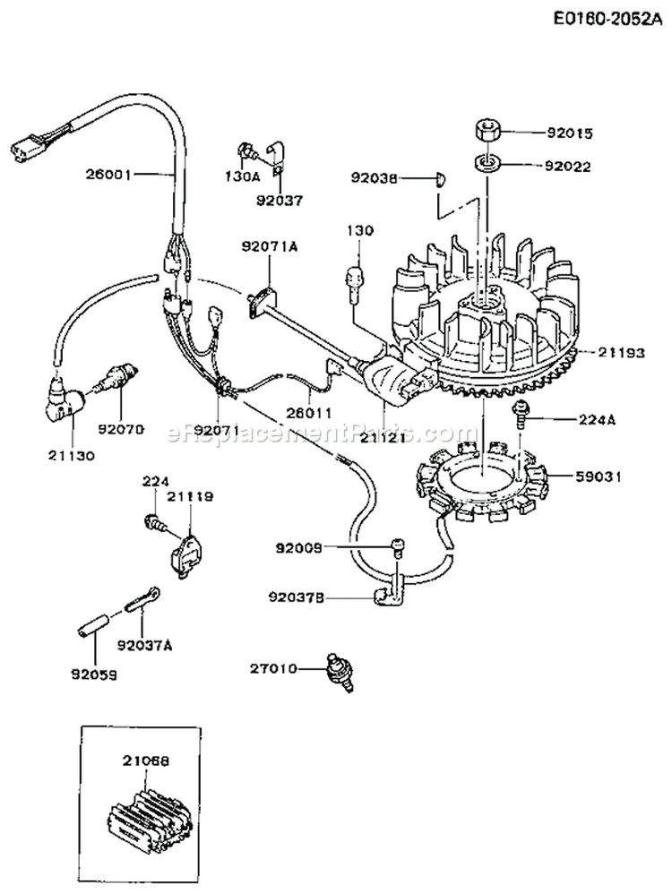 Page F Diagram and Parts List for FC420V AS03 Kawasaki Engine