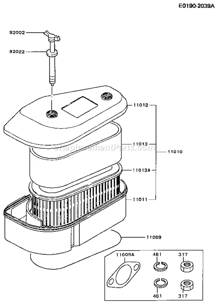 Page A Diagram and Parts List for FC420V AS04 Kawasaki Engine