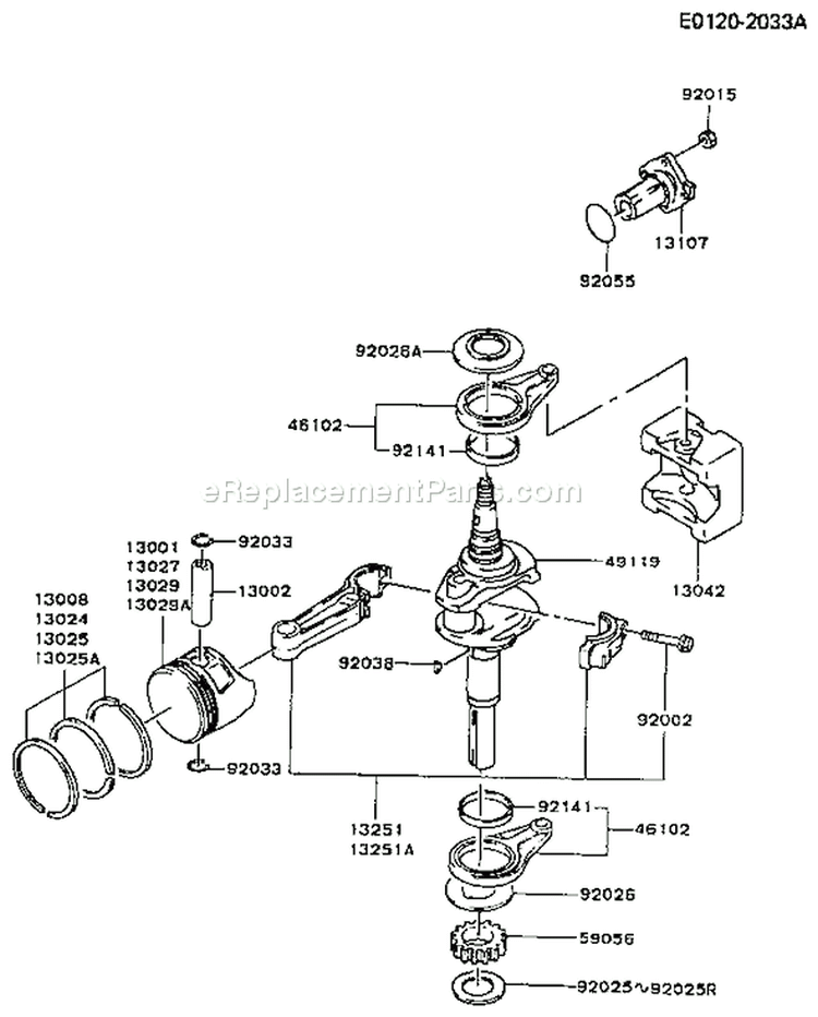 Page J Diagram and Parts List for FC420V AS04 Kawasaki Engine