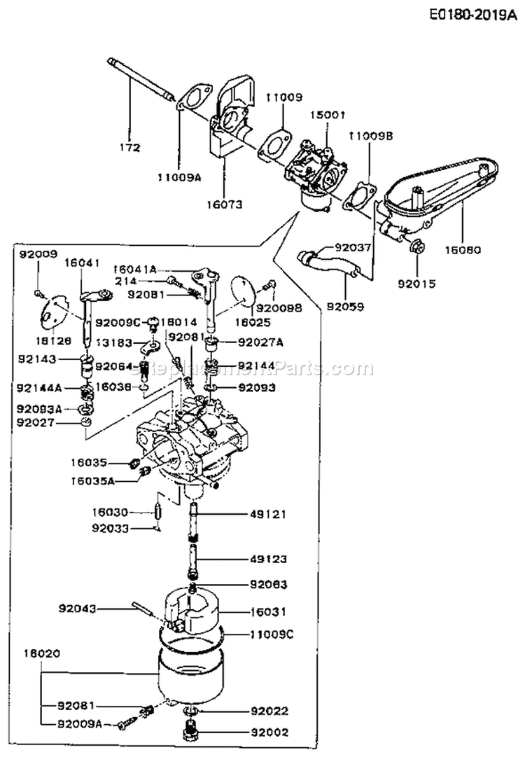 Page B Diagram and Parts List for FC420V AS03 Kawasaki Engine