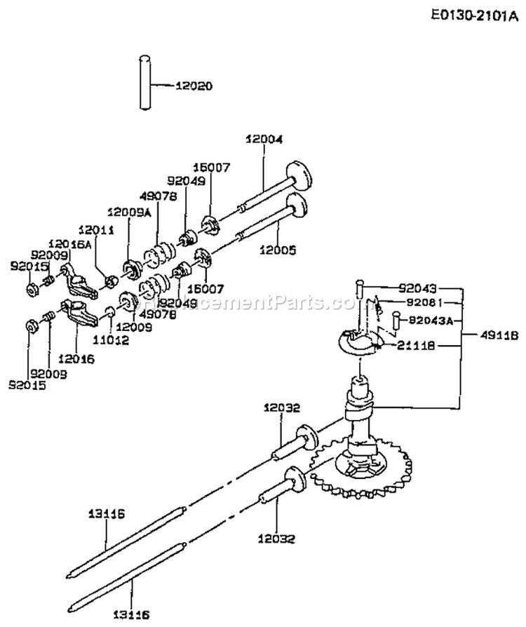 Page K Diagram and Parts List for FC420V AS12 Kawasaki Engine