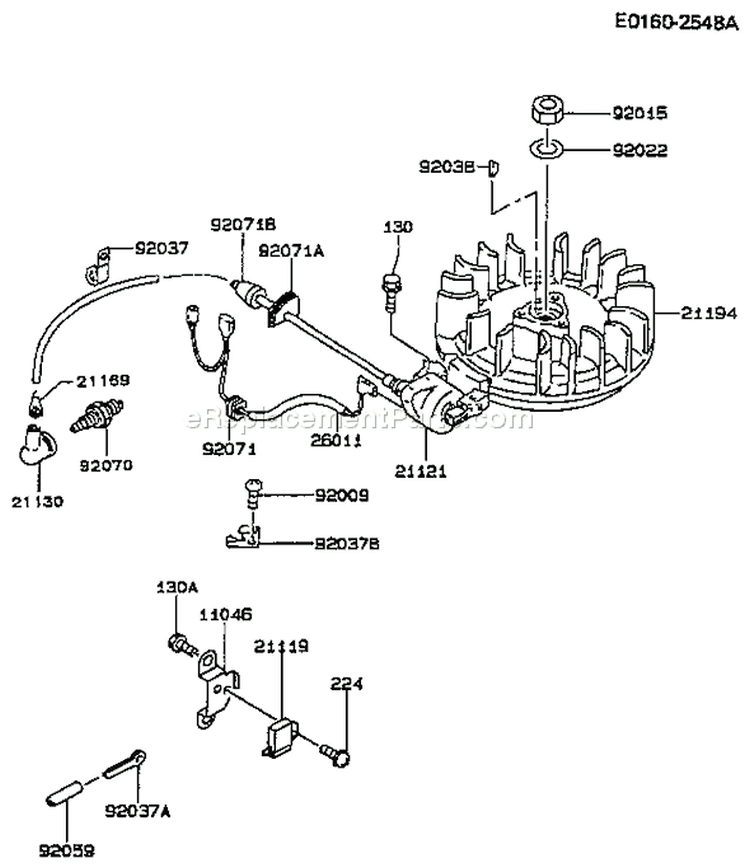 Page F Diagram and Parts List for FC420V AS12 Kawasaki Engine