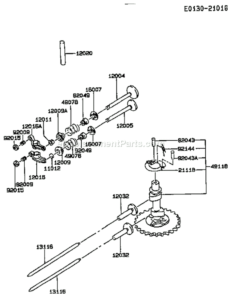 Page K Diagram and Parts List for FC420V AS15 Kawasaki Engine