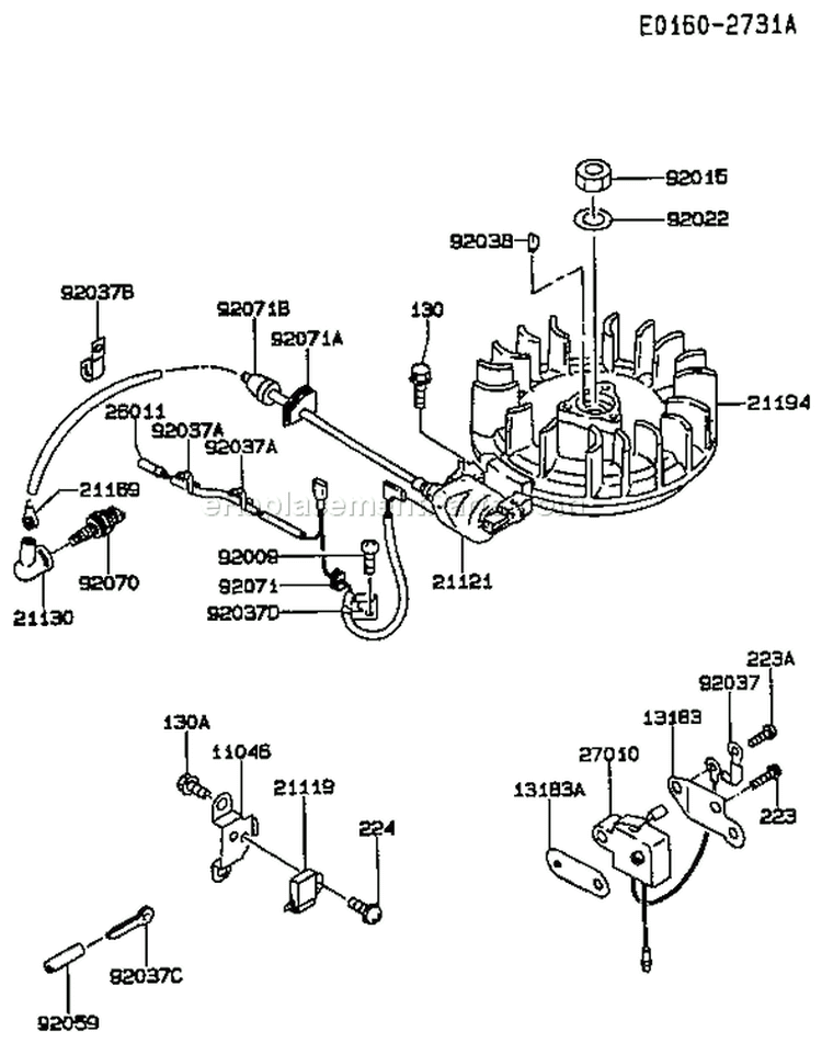 Page F Diagram and Parts List for FC420V AS15 Kawasaki Engine