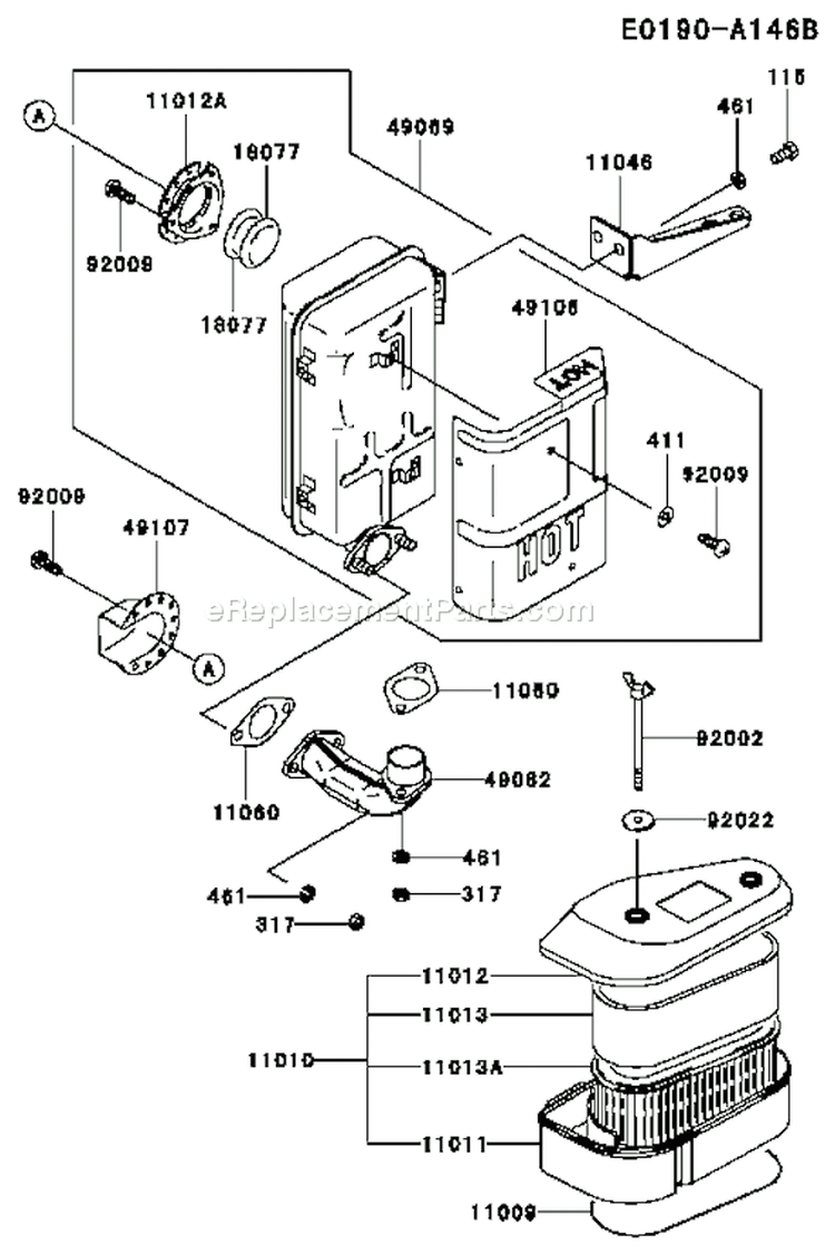 Page A Diagram and Parts List for FC420V AS20 Kawasaki Engine