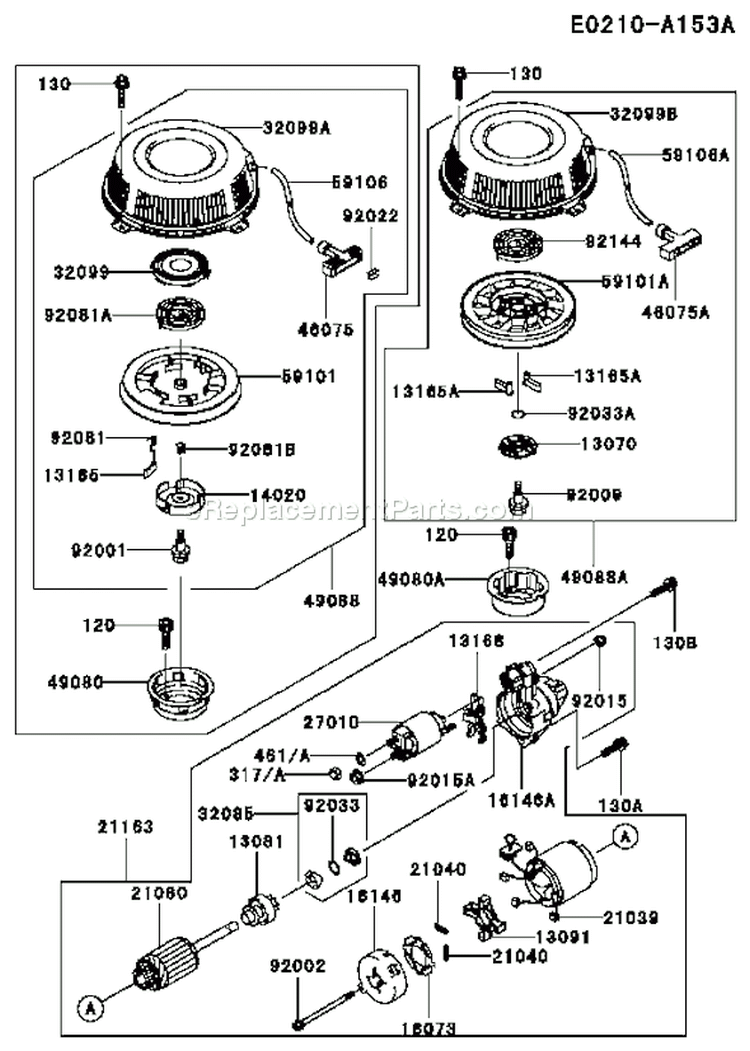 Page J Diagram and Parts List for FC420V AS20 Kawasaki Engine