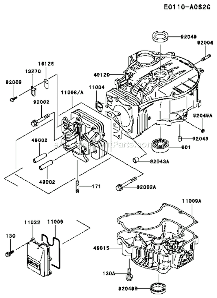 Page E Diagram and Parts List for FC420V AS20 Kawasaki Engine