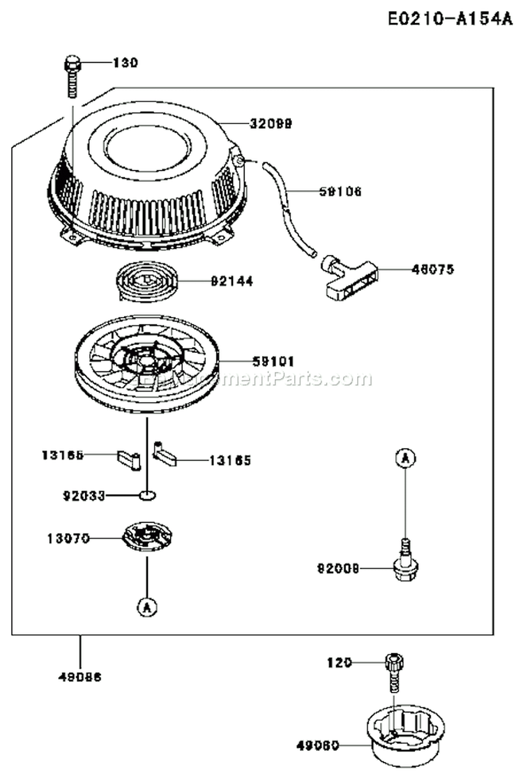 Page J Diagram and Parts List for FB460V AS37 Kawasaki Engine