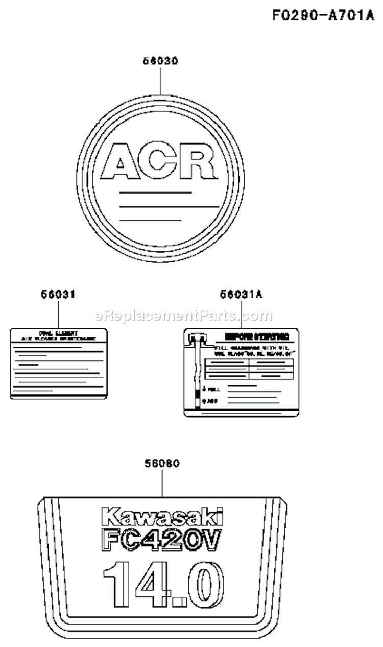 Page G Diagram and Parts List for FC420V AS27 Kawasaki Engine
