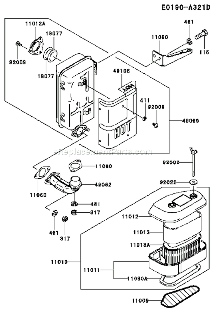 Page A Diagram and Parts List for FC420V AS28 Kawasaki Engine