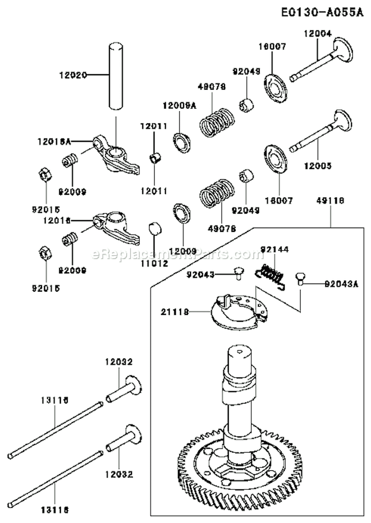 Page K Diagram and Parts List for FC420V AS20 Kawasaki Engine