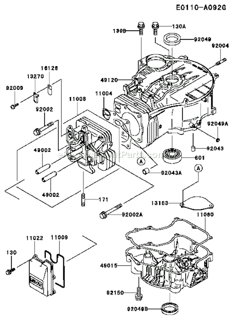 Page E Diagram and Parts List for FC420V AS28 Kawasaki Engine