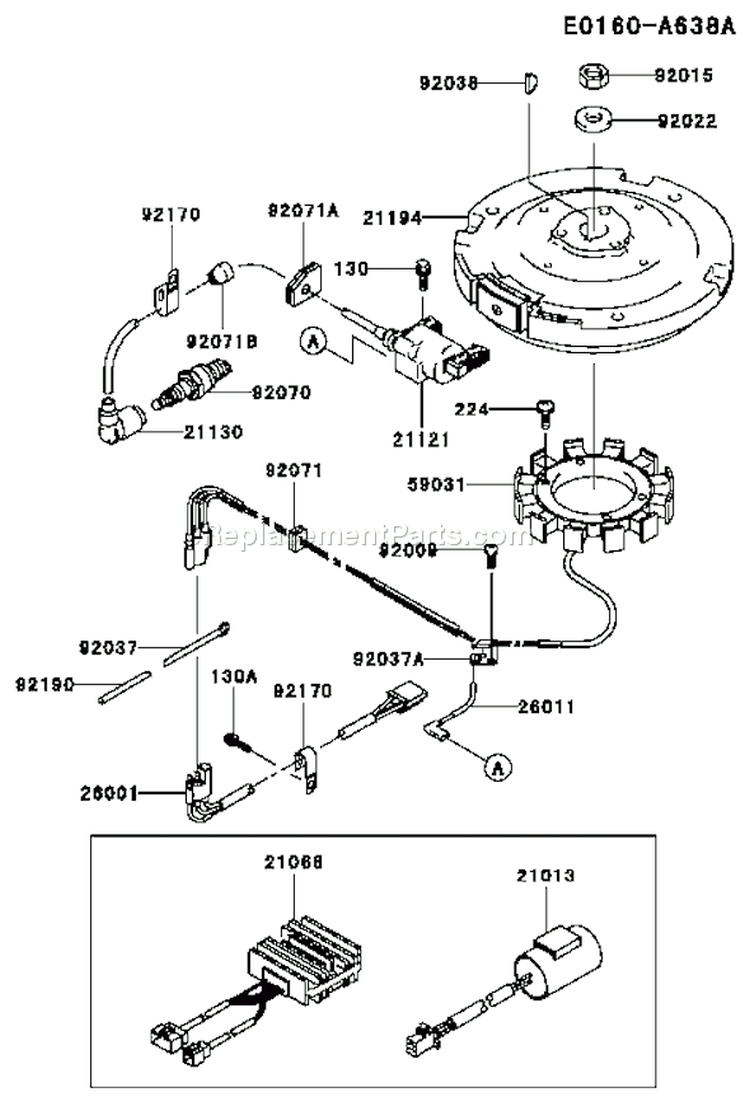 Page F Diagram and Parts List for FC420V AS28 Kawasaki Engine