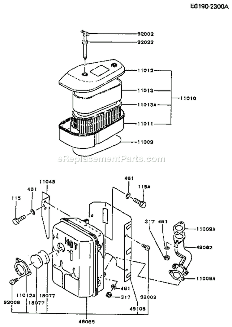 Page A Diagram and Parts List for FC420V BS02 Kawasaki Engine