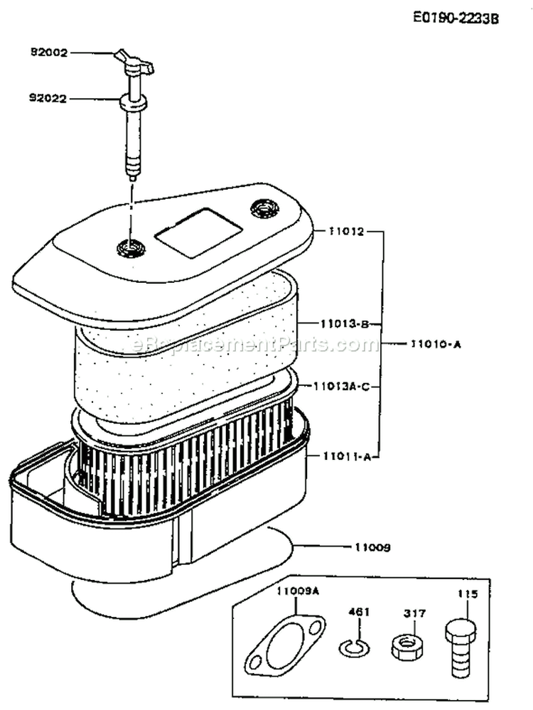 Page A Diagram and Parts List for FC420V AS08 Kawasaki Engine