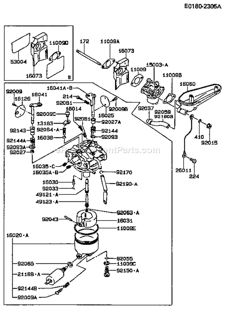 Page B Diagram and Parts List for FC420V AS08 Kawasaki Engine