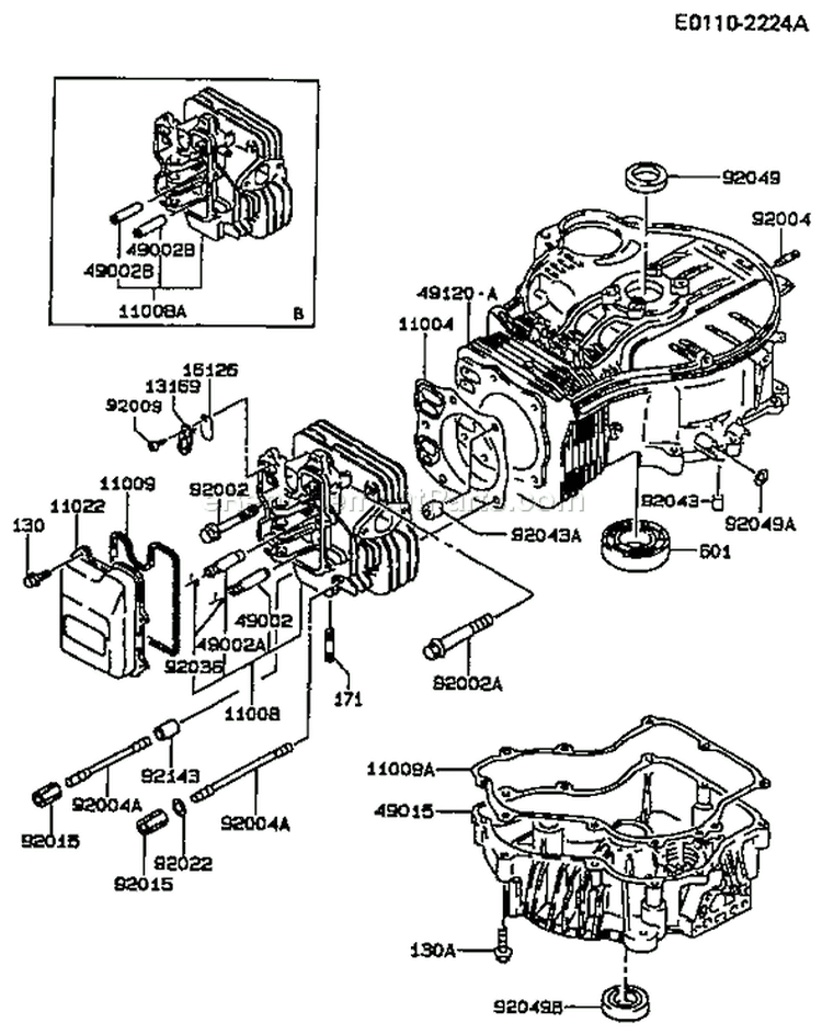 Page E Diagram and Parts List for FC420V AS08 Kawasaki Engine