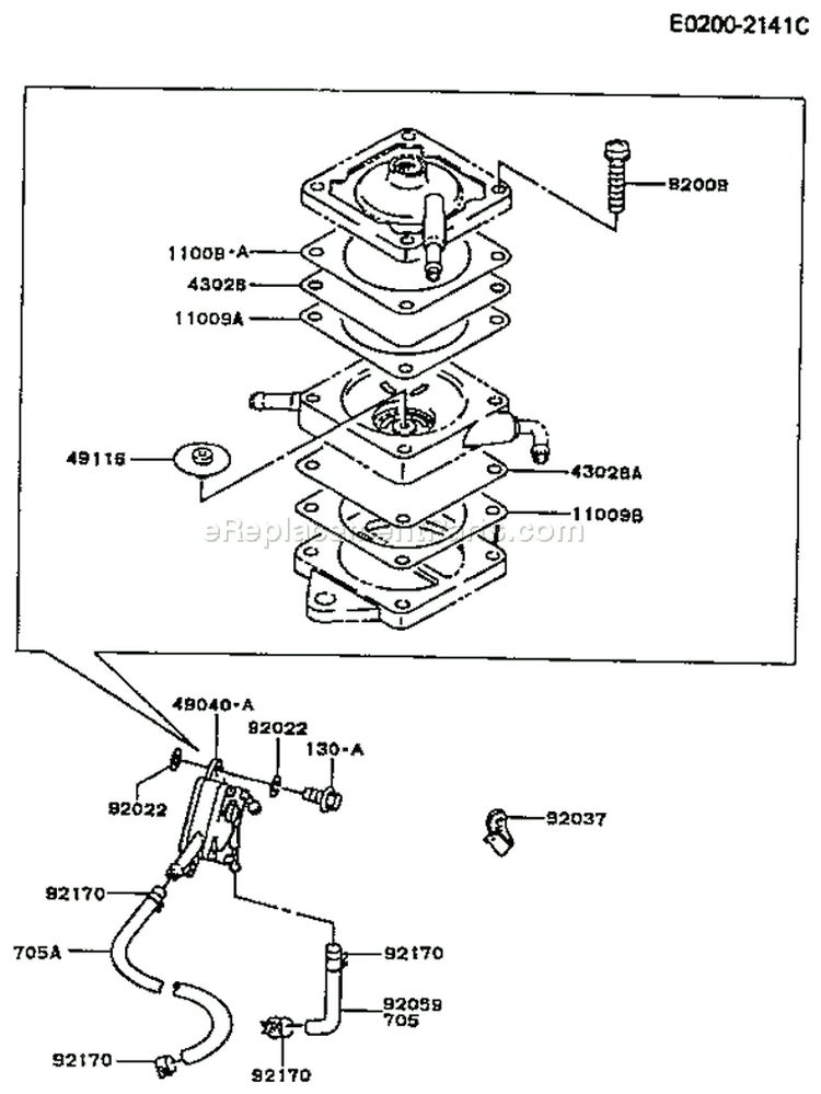 Page G Diagram and Parts List for FC420V AS08 Kawasaki Engine
