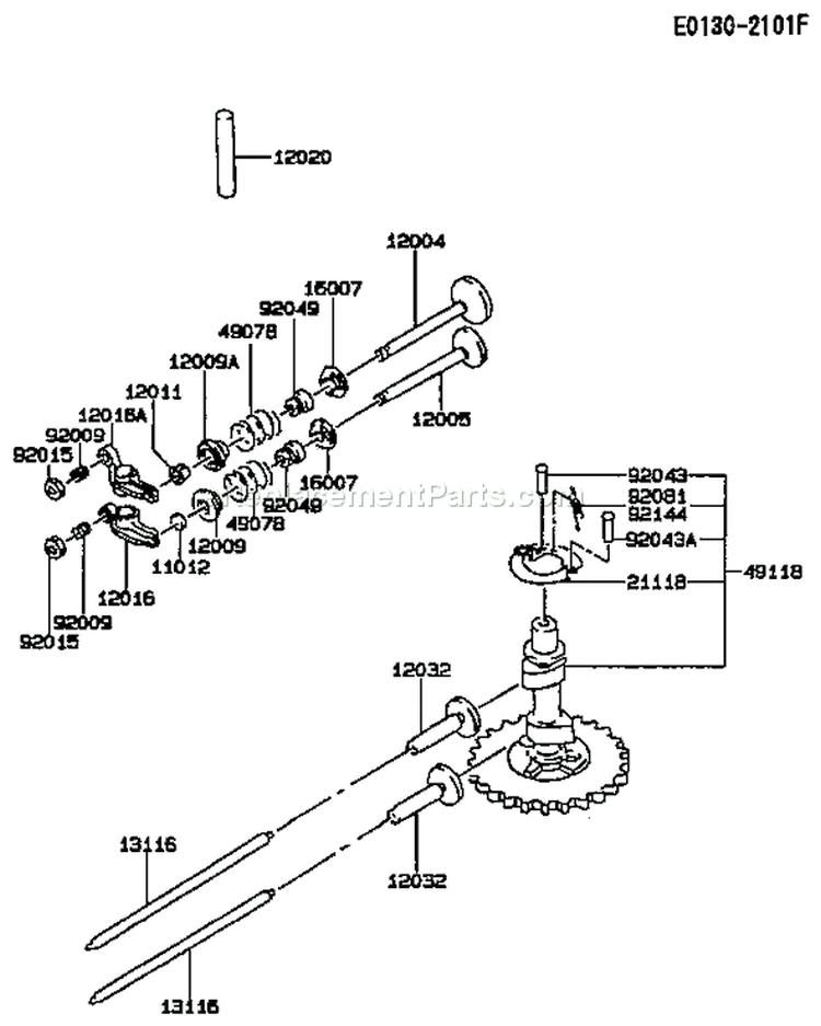 Page K Diagram and Parts List for FC420V AS13 Kawasaki Engine