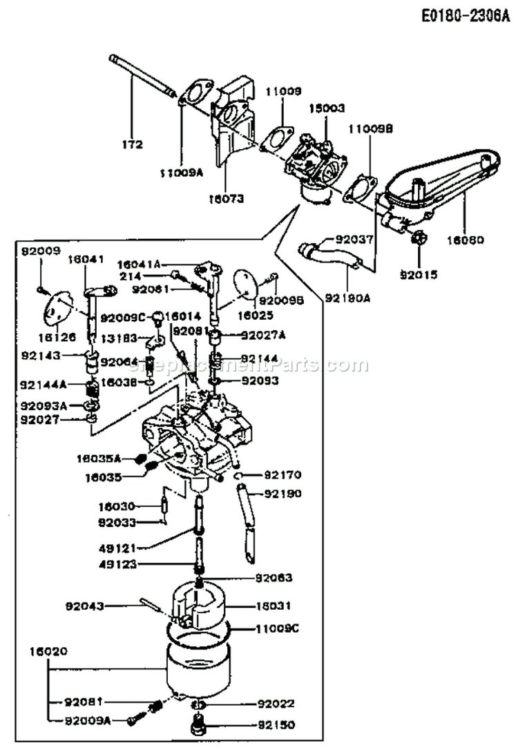 Page B Diagram and Parts List for FC420V BS13 Kawasaki Engine