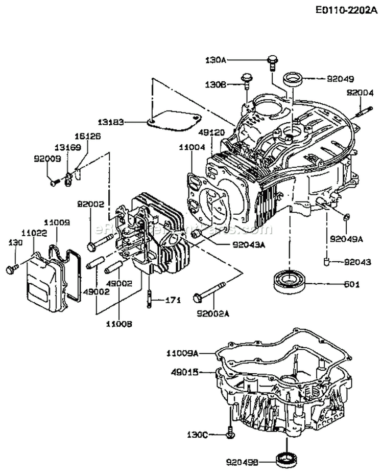 Page E Diagram and Parts List for FC420V BS13 Kawasaki Engine