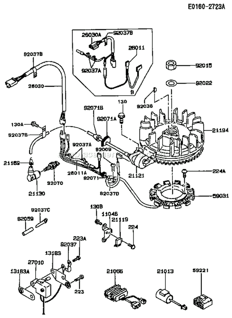 Page F Diagram and Parts List for FC420V BS13 Kawasaki Engine