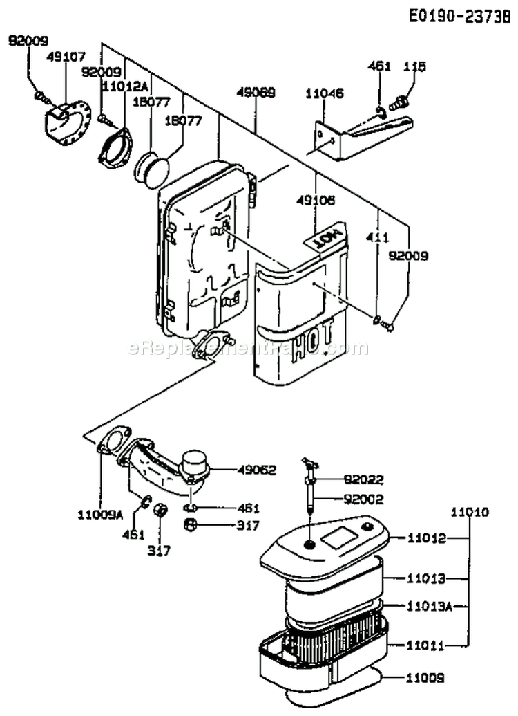 Page A Diagram and Parts List for FC420V BS14 Kawasaki Engine