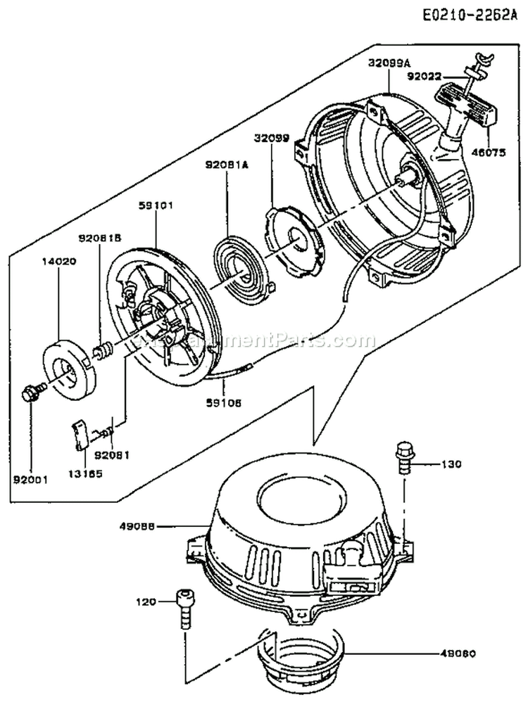 Page J Diagram and Parts List for FC420V AS13 Kawasaki Engine