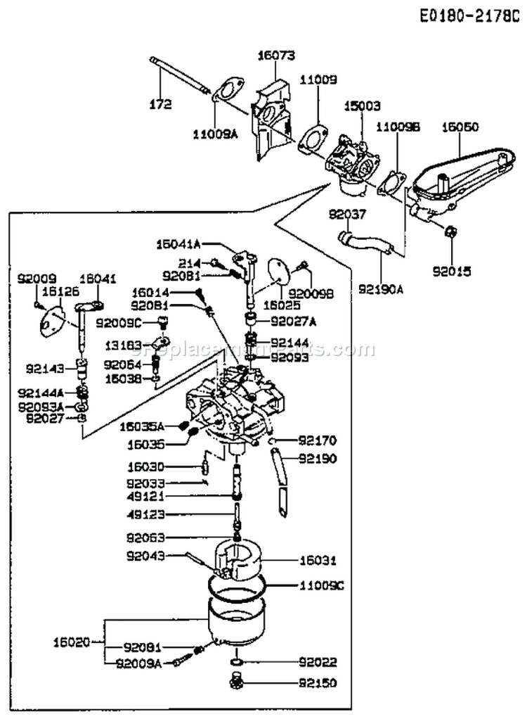 Page B Diagram and Parts List for FC420V BS14 Kawasaki Engine