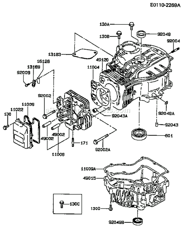 Page E Diagram and Parts List for FC420V BS14 Kawasaki Engine