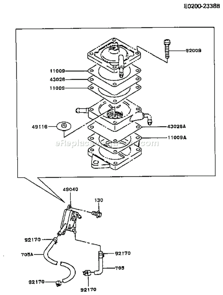 Page G Diagram and Parts List for FC420V BS14 Kawasaki Engine