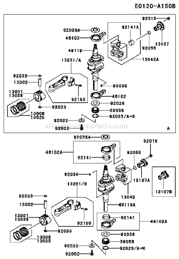 Page J Diagram and Parts List for FC420V BS22 Kawasaki Engine