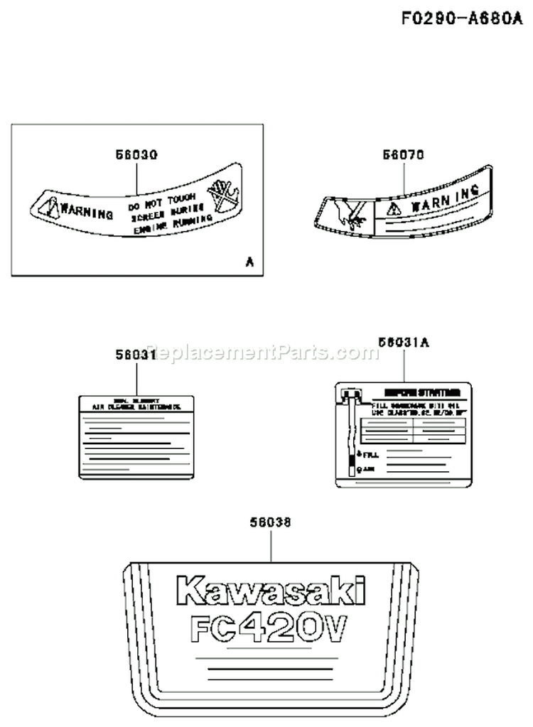 Page H Diagram and Parts List for FC420V BS22 Kawasaki Engine
