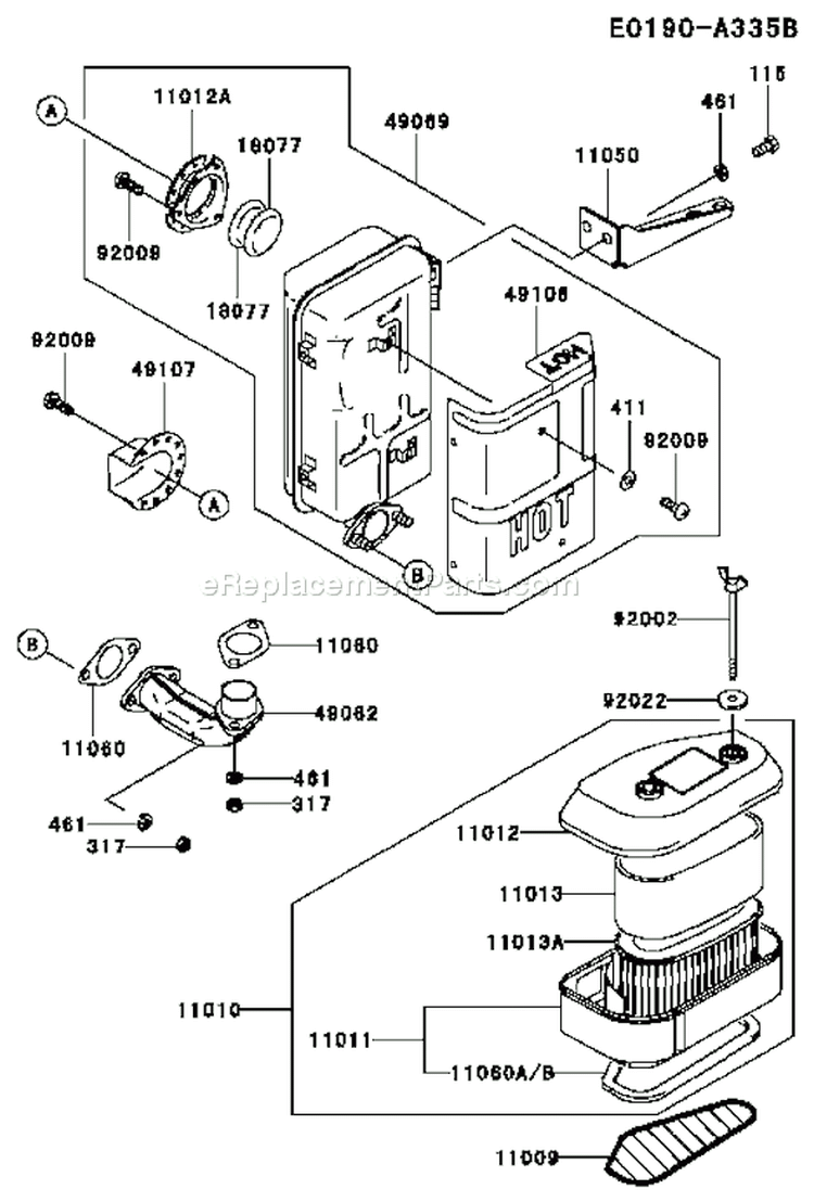 Page A Diagram and Parts List for FC420V BS22 Kawasaki Engine