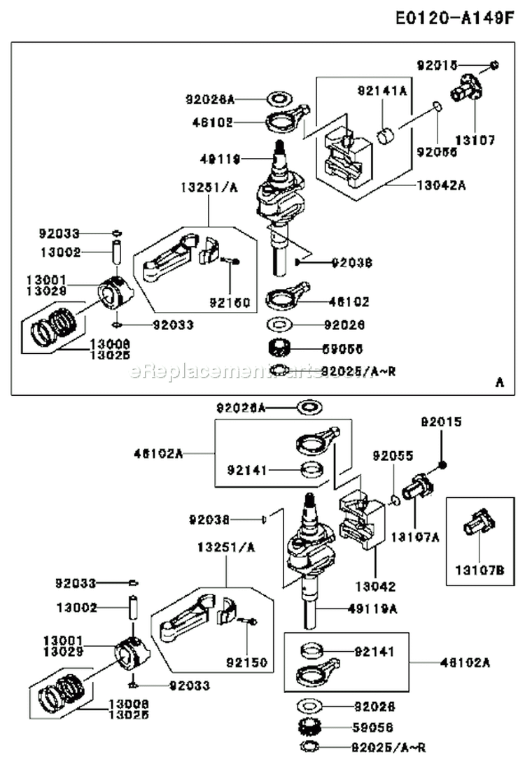 Page J Diagram and Parts List for FC420V AS23 Kawasaki Engine